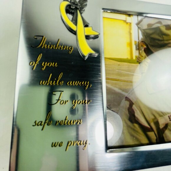 Military Frame Metal Free Standing Picture Frame Yellow Ribbon Active Duty u - Picture 2 of 4